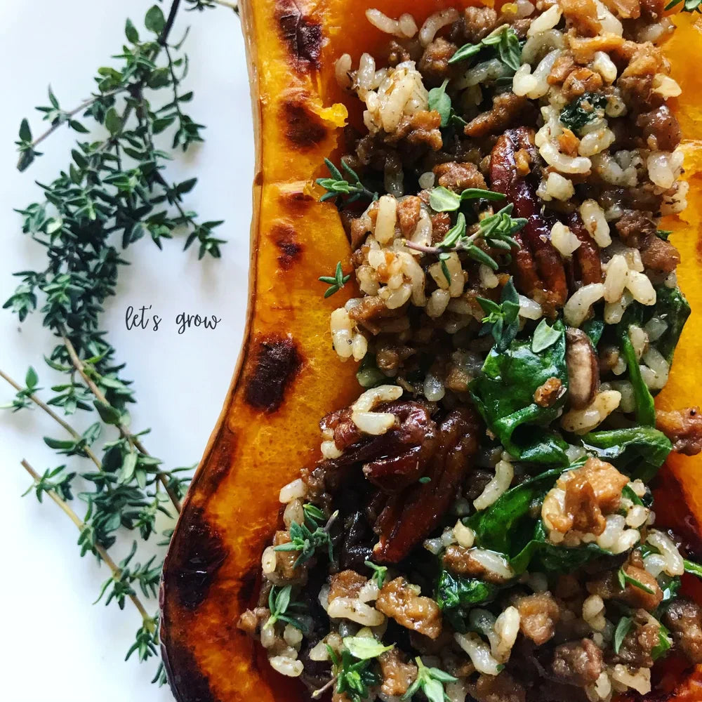 Savory Stuffed Butternut Squash with Charleston Rice & Sausage