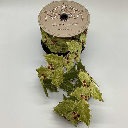 Satin Cutout Holly Jewel Berries Ribbon