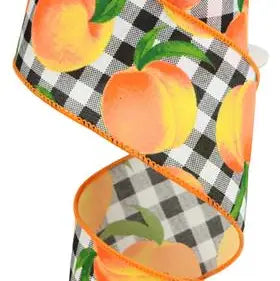 Peaches Gingham Ribbon
