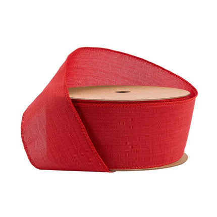 Wired Ribbon Red Linen
