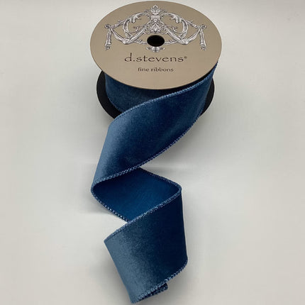 Dusty Blue Velvet Satin Back Ribbon