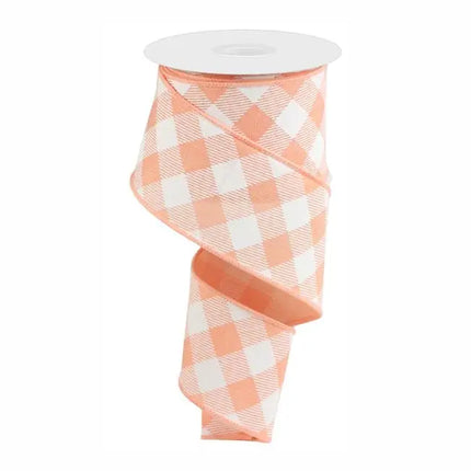 Check Ribbon Peach & White