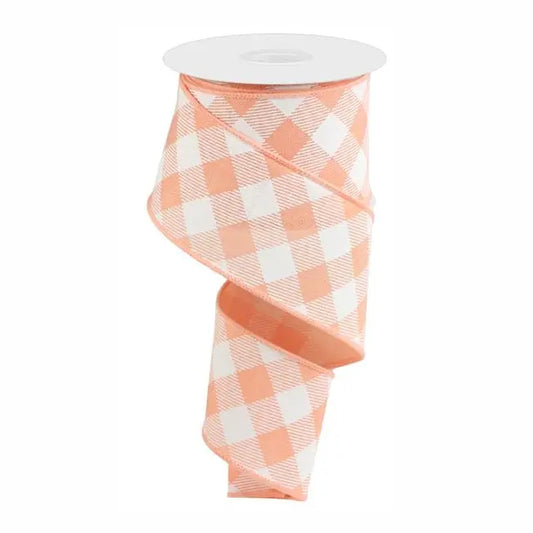 Check Ribbon Peach & White