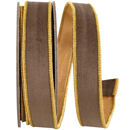 Brown Gold Velvet Touch Deluxe Ribbon
