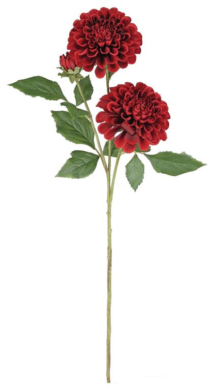 Faux Dahlia Spray w 2 Flowers 27"