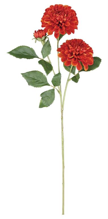 Faux Dahlia Spray w 2 Flowers 27"