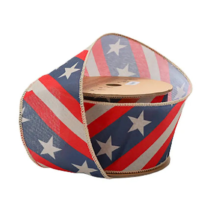 Wired Ribbon Stars Stripes Bias Cut