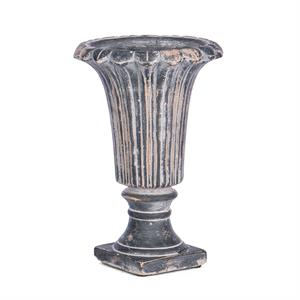 Black Cement Urn with Ridges