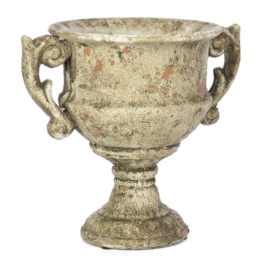Round Cement Urn with Handles
