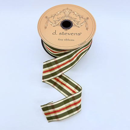 Olive Red Gold Bombay Plaid Ribbon