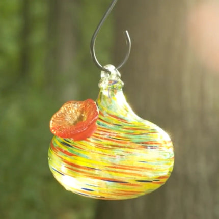 Teardrop Green Art Glass Hummingbird Feeder