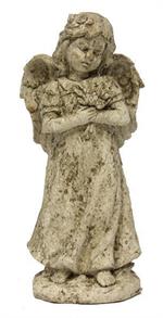 Cement Angel with Flowers