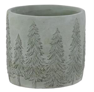 Green Cement Planter w Pines