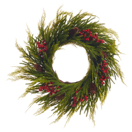Cedar with Red Berries Wreath