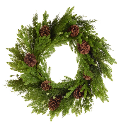 Real Touch Berry Pine and Pinecone Wreath