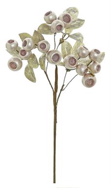 Glittered Crater Berry Pick (12 in.) - Rose