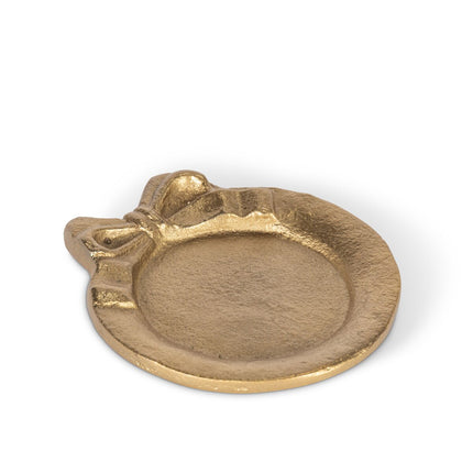Round Antique Brass Aluminum Tray with Bow