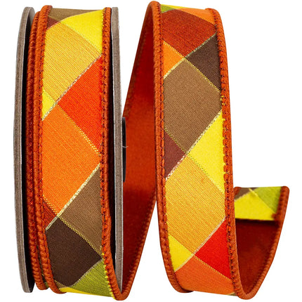 Tierra Sparkle Diagonal Check Rust Ribbon