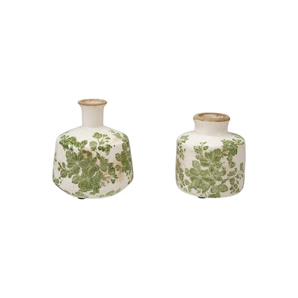 Stoneware Vase with Botanicals