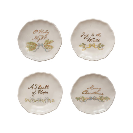 Stoneware Scalloped Plate with Gold Electroplating