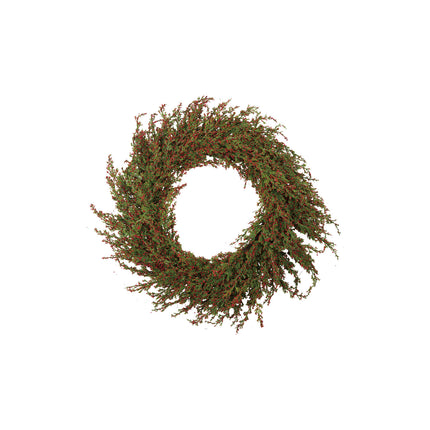 Faux Cypress Wreath with Red Berries