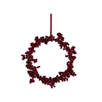 Round Flocked Foam Ball Wreath Burgundy